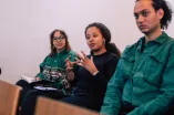 A Woman from the audience speaks at the Academic Freedom Forum