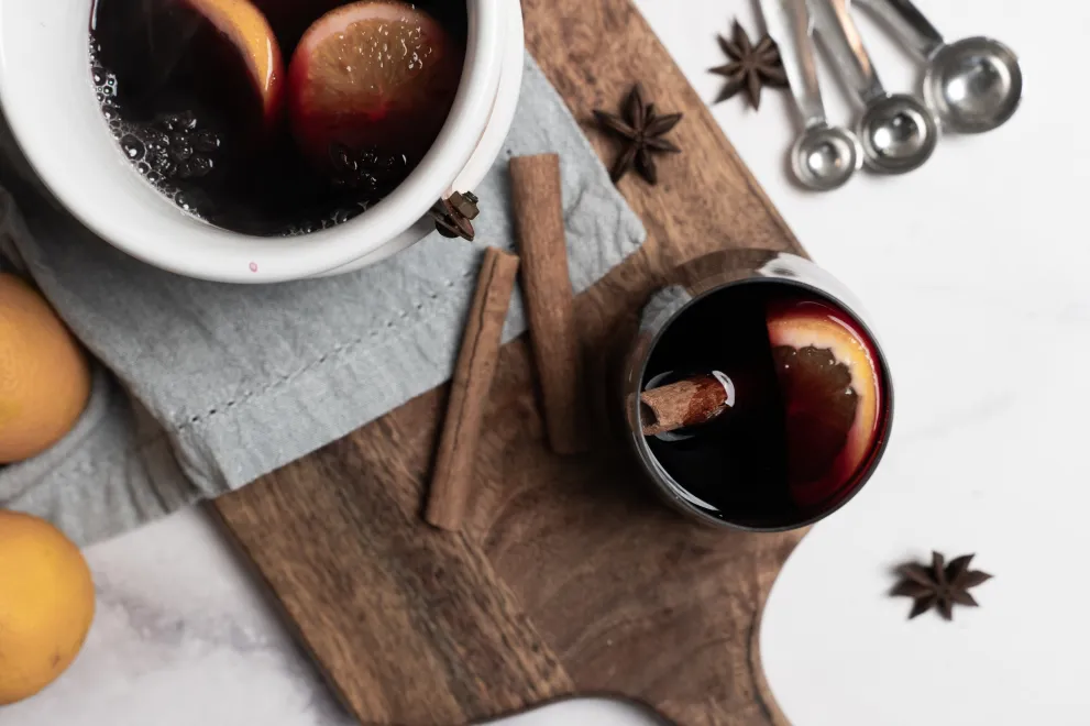overhead photo of mulled wine