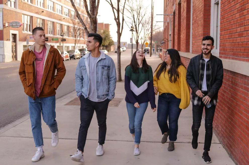 Students walking